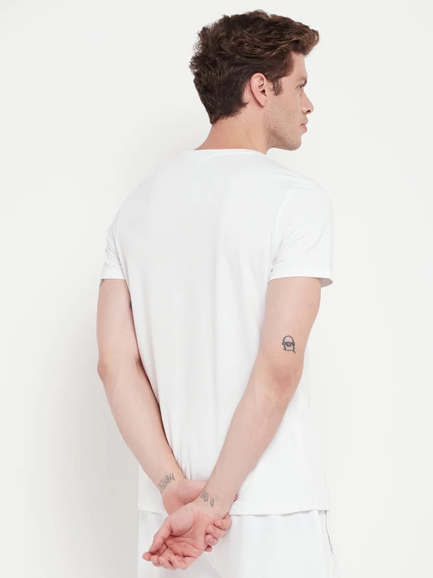 Edrio White Cotton Relaxed Fit Printed T-Shirt