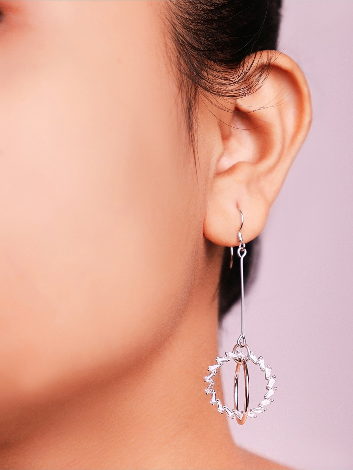 Silberry 92.5 Sterling Silver Crystal Crux Dangler Earrings for Women