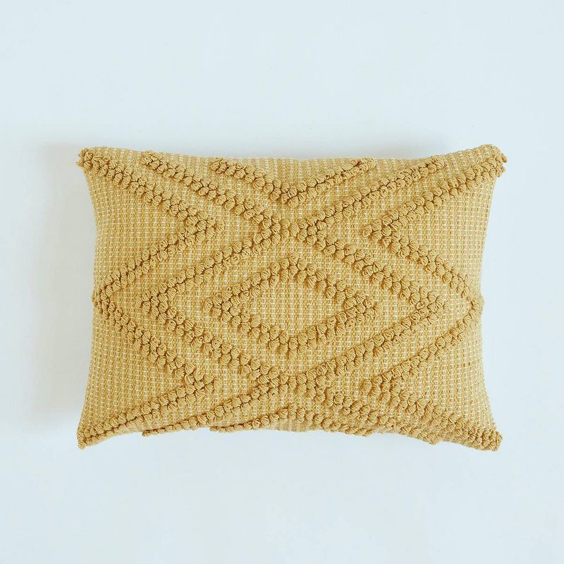 16"x22" Diamond Patterned Lumbar Throw Pillow Ochre - Patina Vie