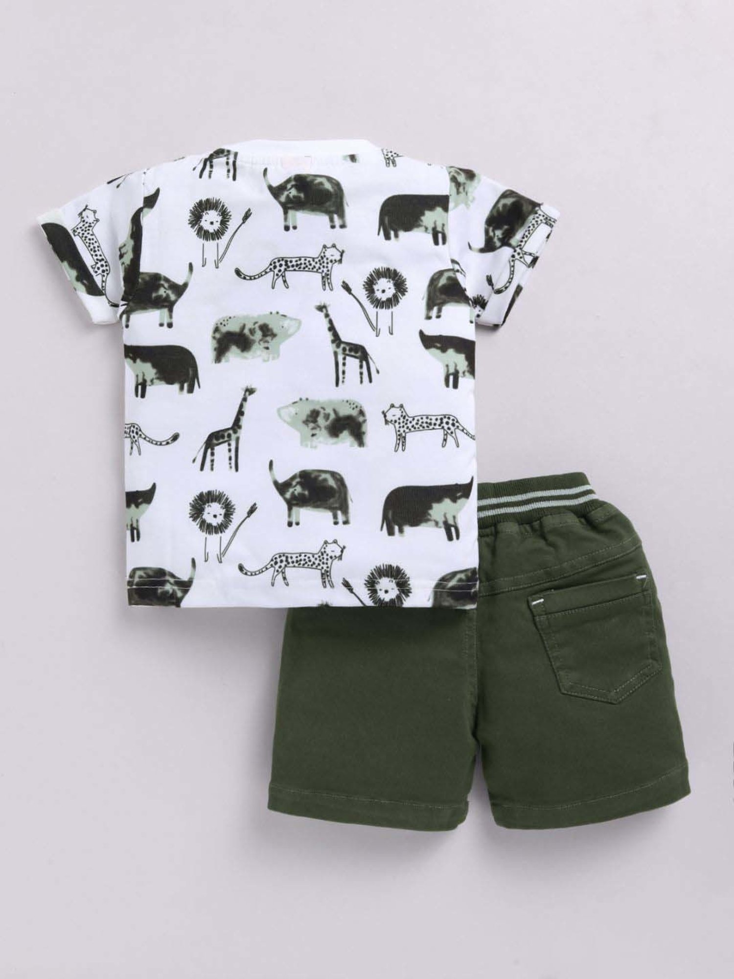 UNO KIDS Boys Green & White Printed Top & Short sets