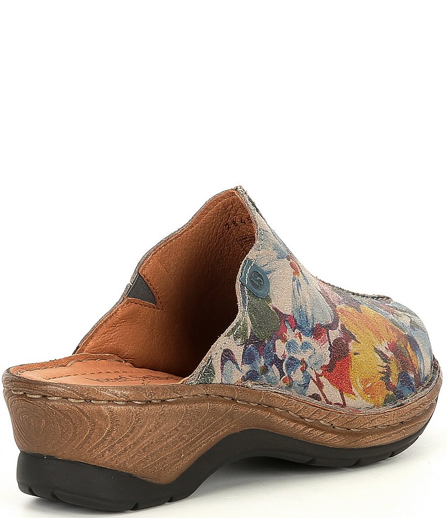 Josef Seibel Cat 51 Floral Print Leather Clogs