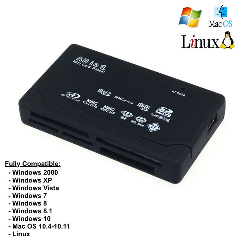 Mini All In One USB Multi Memory Card Reader High Speed Hard Drive Adapters For CF XD SD MMC SDHC MS