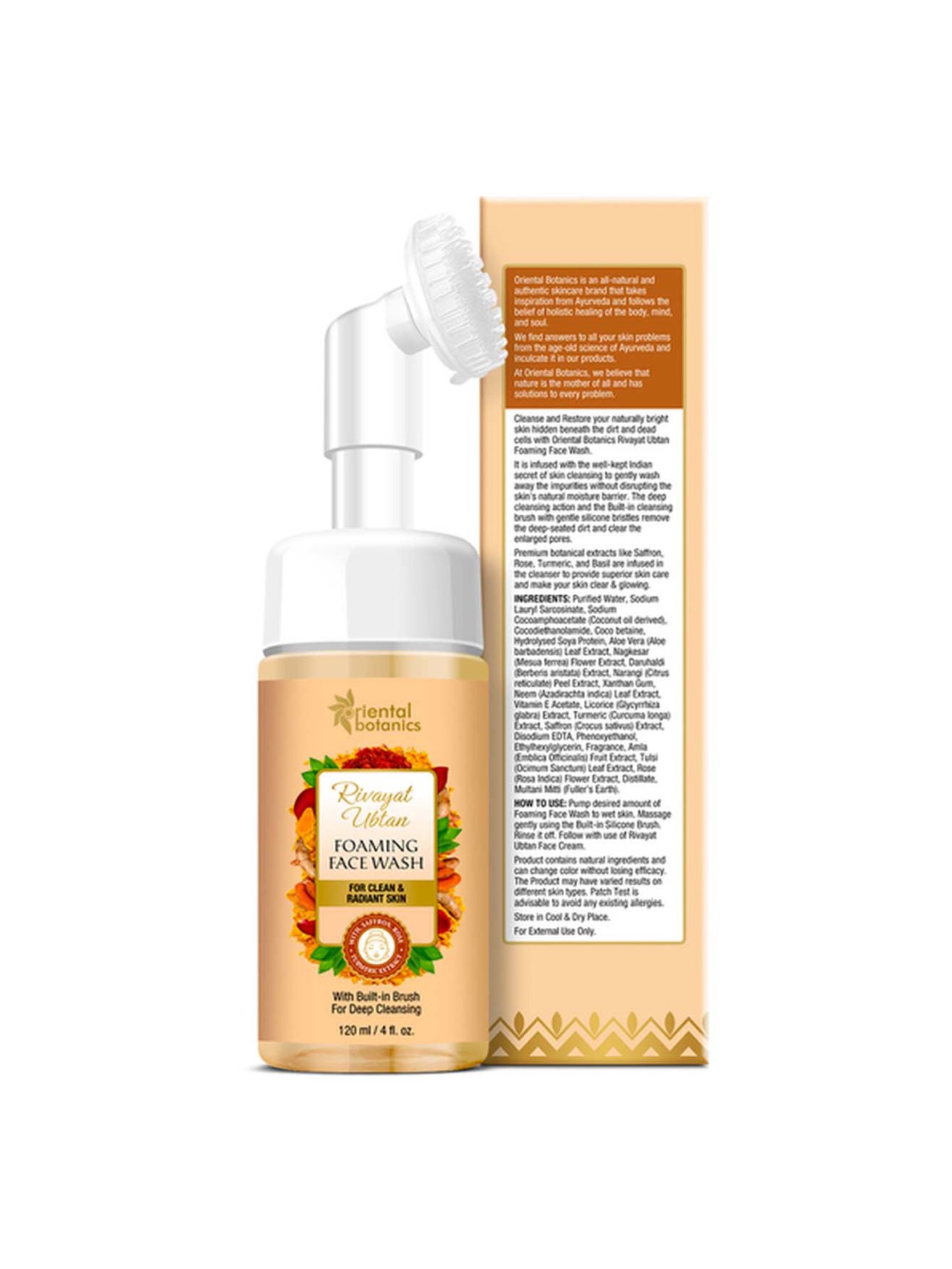 Oriental Botanics Rivayat Ubtan Foaming Face Wash with Built-in Brush - 120 ml