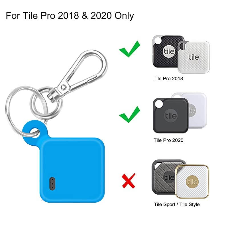 Silicone Case with Carabiner Keychain for Tile Pro 2020 2018 AntiScratch Lightweight Soft Protective Sleeve Skin Cover Blue