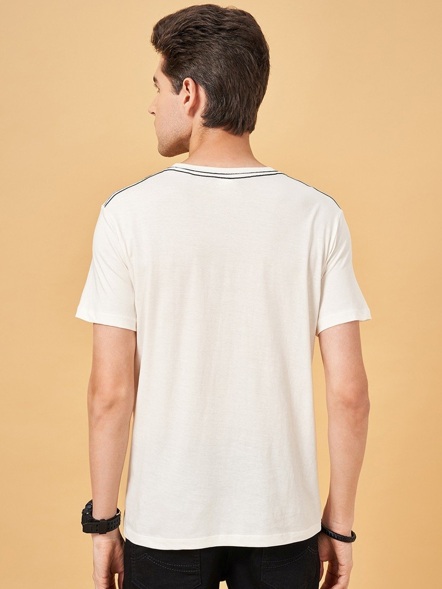 Sf Jeans By Pantaloons Off White Slim Fit T-Shirt