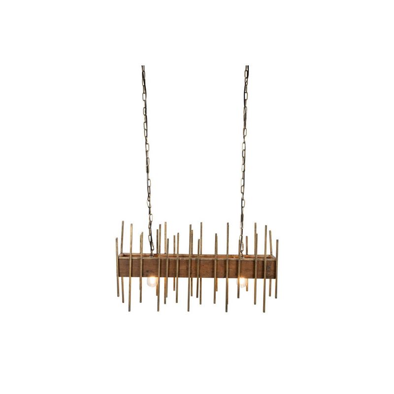 35.5" Wood Pendant Ceiling Light with Metal Rods - 3R Studios