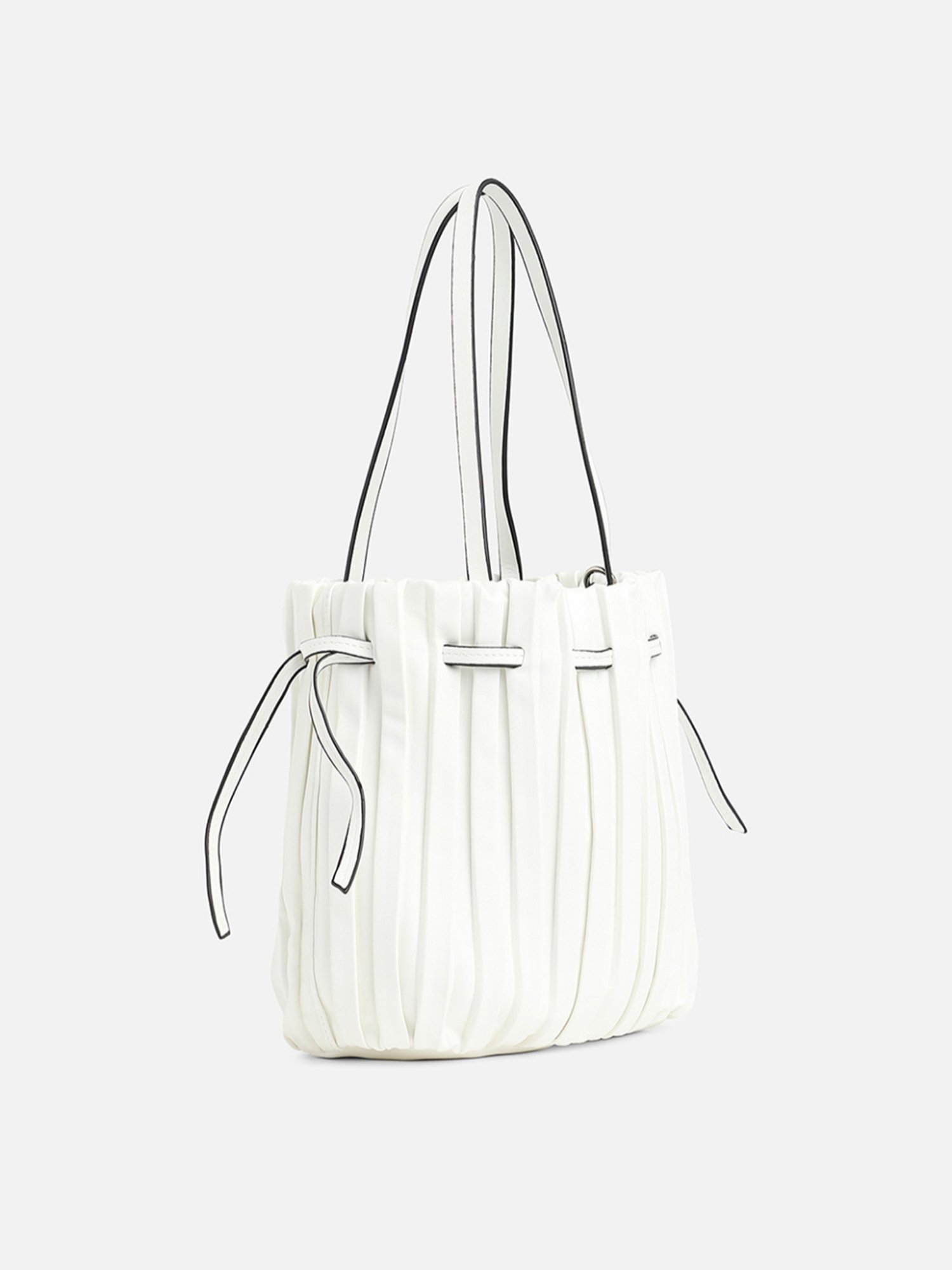 HauteSauce White Textured Medium Handheld Handbag