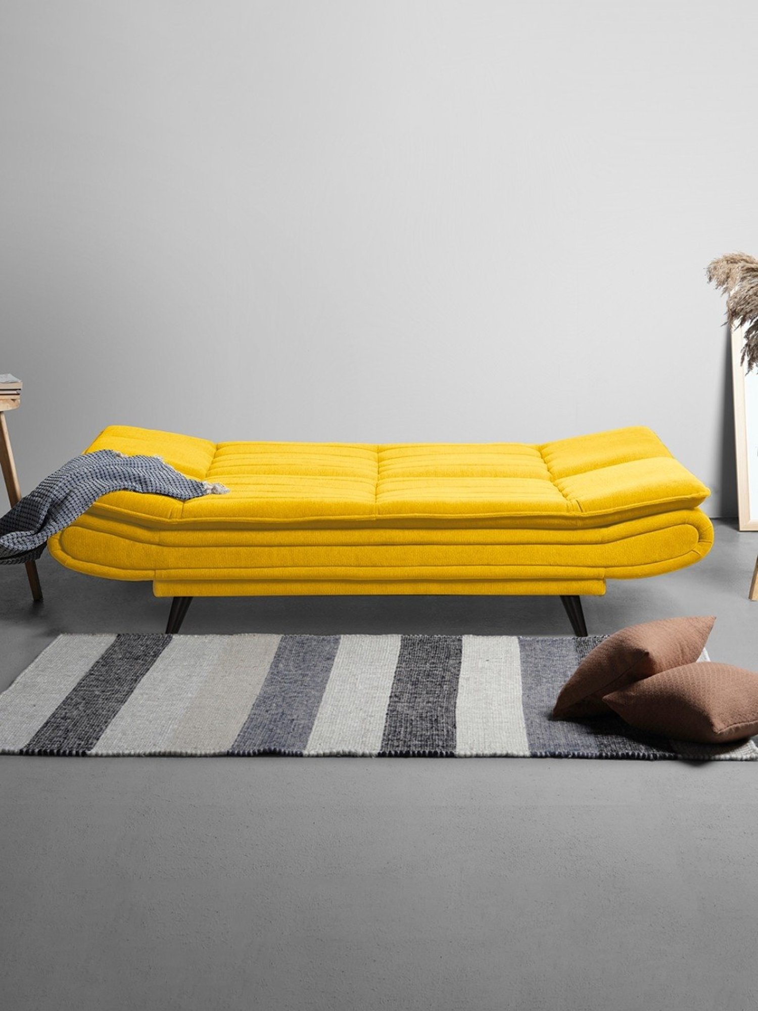 Sleepyhead Sunshine Yellow Fabric Foldable 3 Seater Sofa Cum Bed