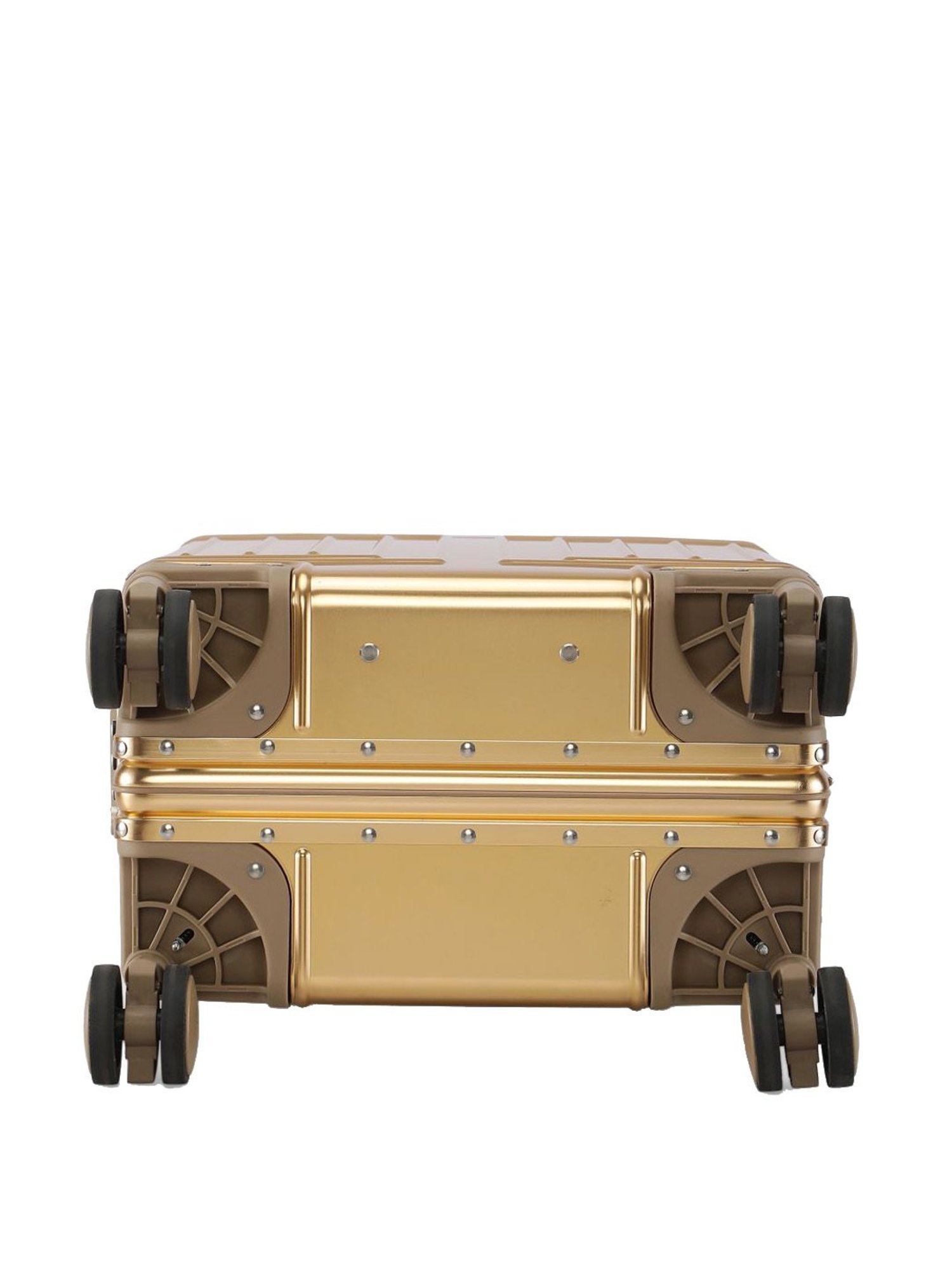 Perquisite Aluminium Trolly Champagne Gold Textured Hard Cabin Bag - 56 cm