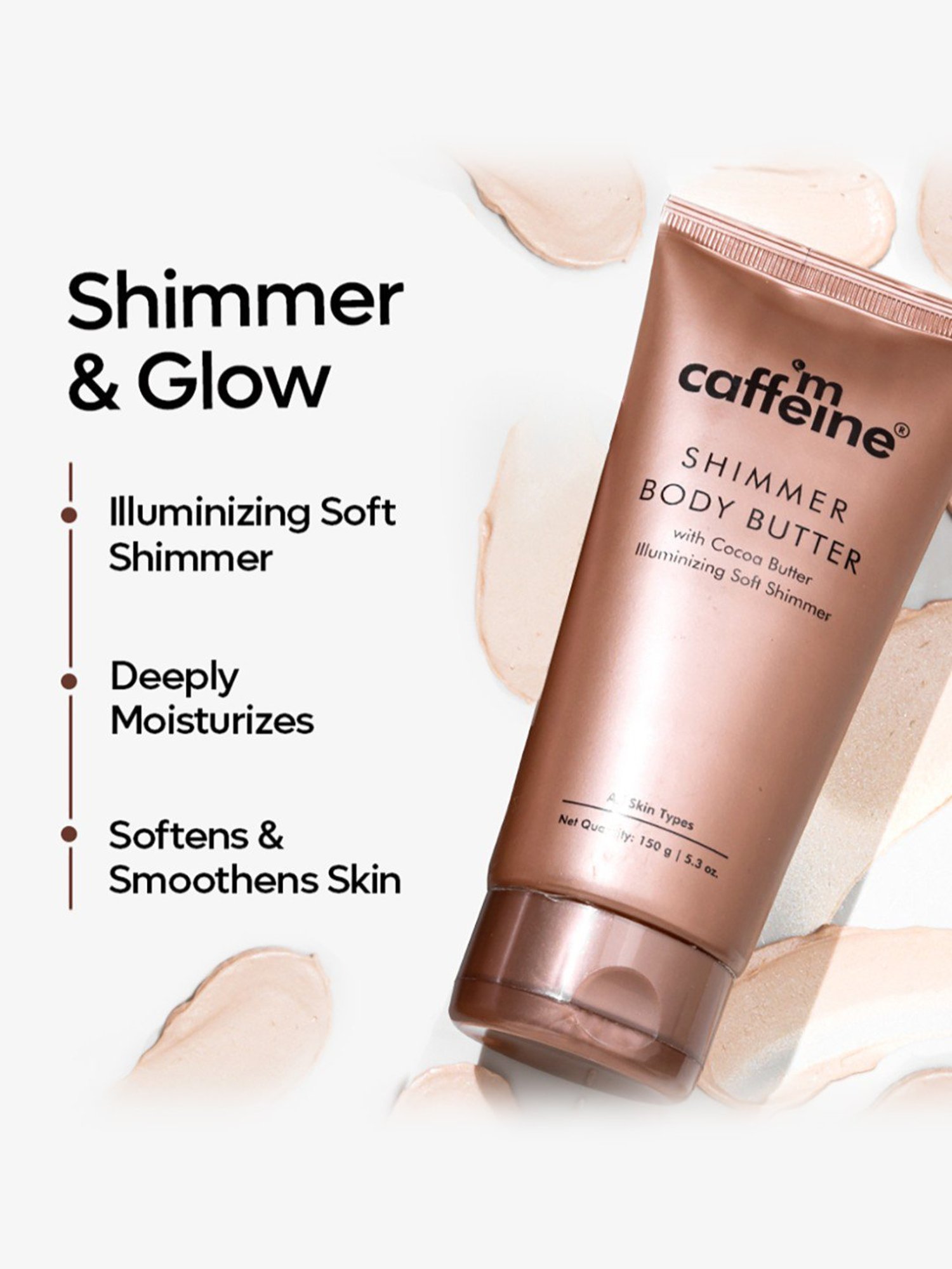 mCaffeine Shimmer Body Butter with Cocoa Butter - 150 gm