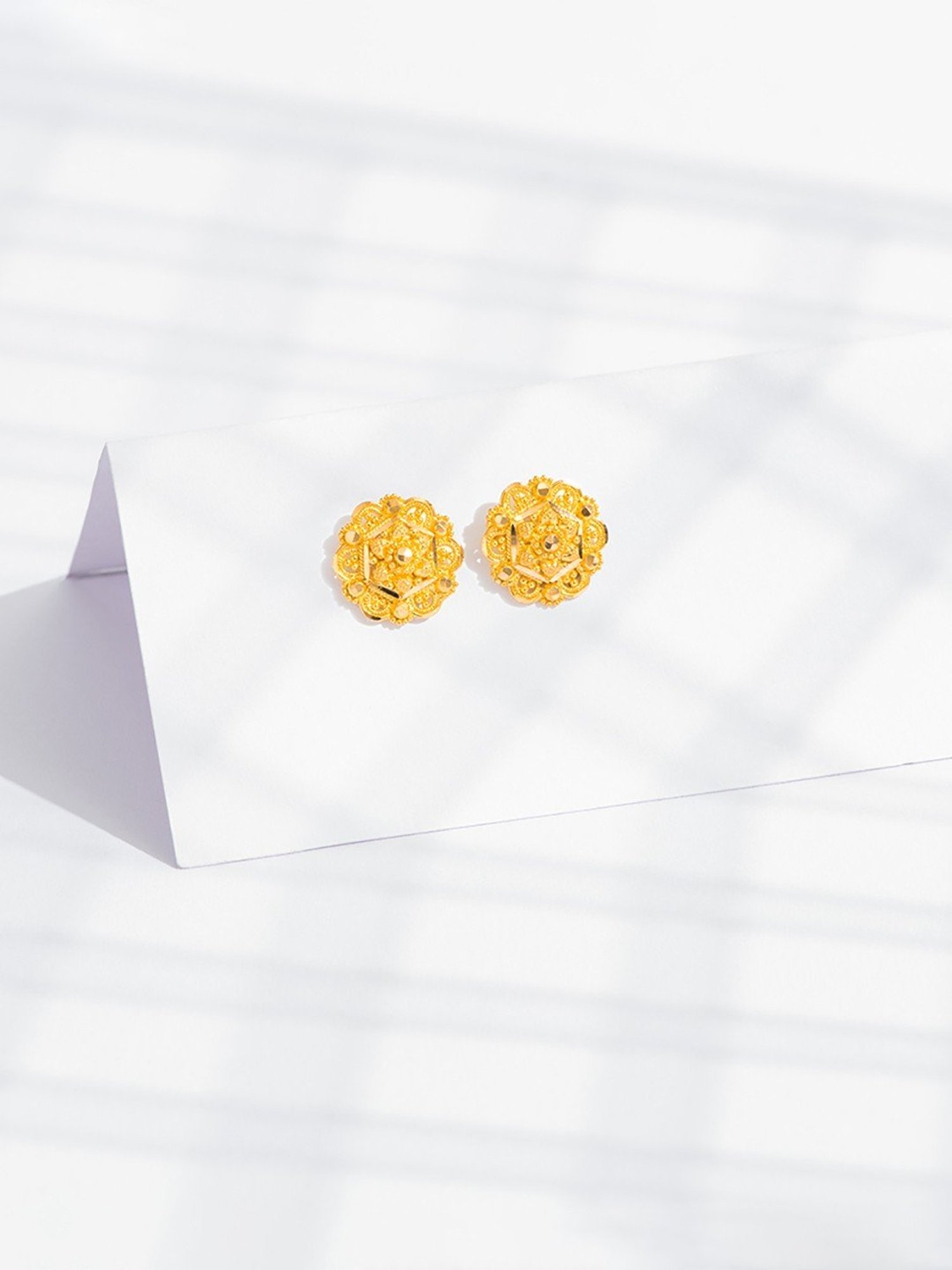 P.N.Gadgil Jewellers 22k Yellow Gold Classic Charm Stud Earrings