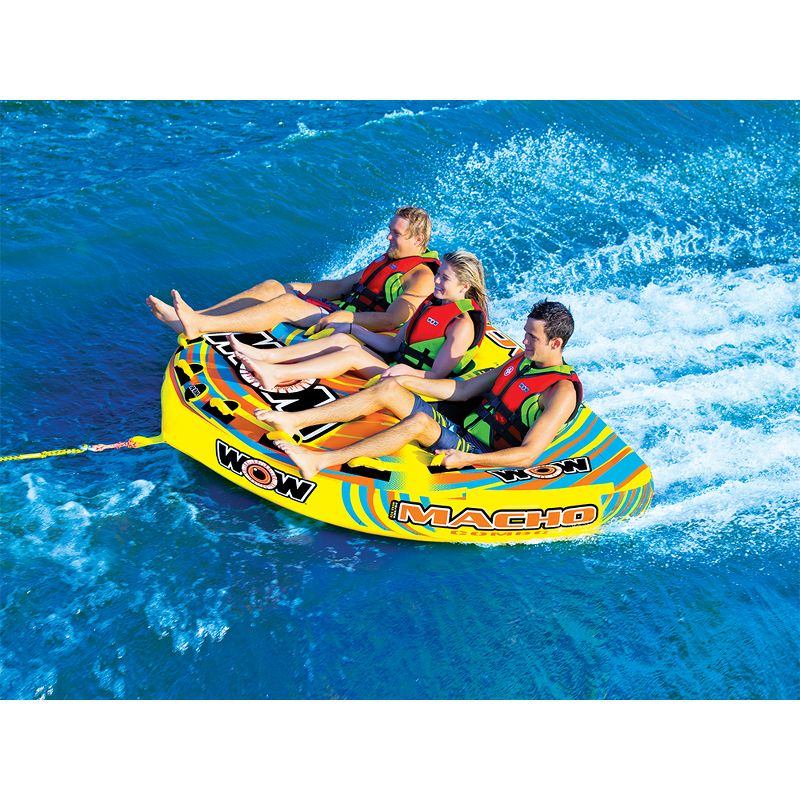 Wow 16-1030 Macho Combo Inflatable 3 Person Multiple Riding Positions Lake Ocean Towable Water Tube