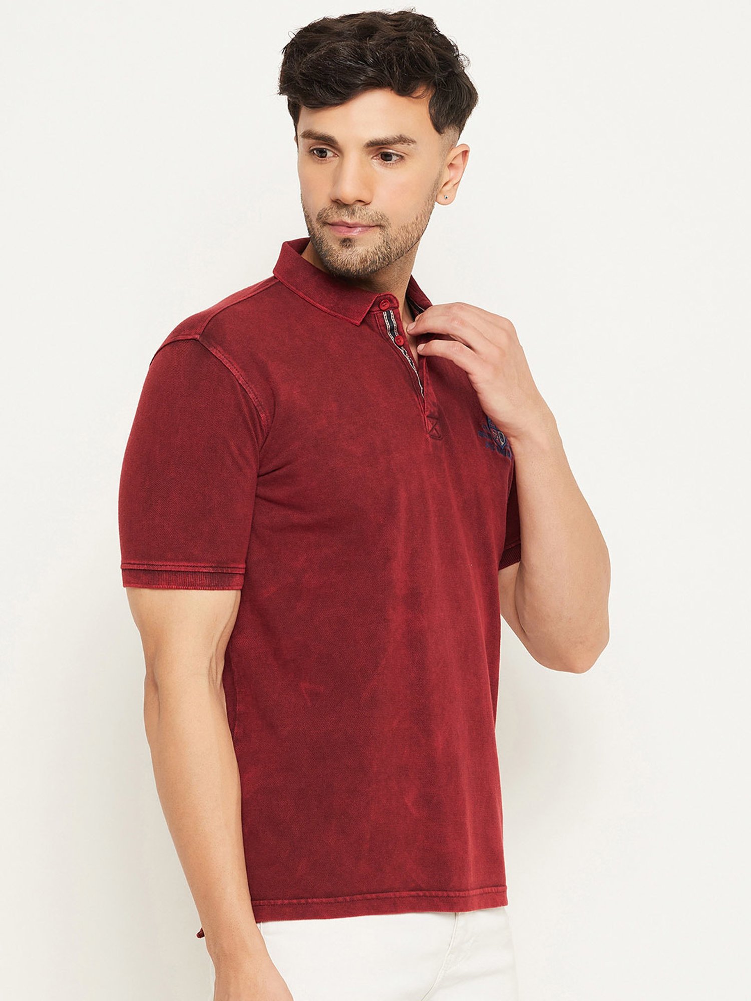 Club York Maroon Regular Fit Polo T-Shirt