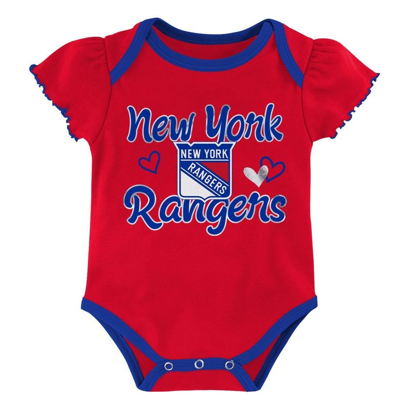 NHL New York Rangers Girls' Winning Goal Bodysuit Set 3pk - 18M