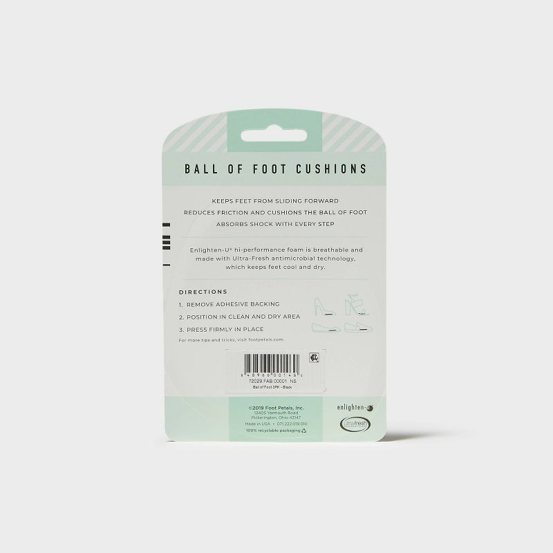 Women's Fab Feet by Foot Petals Ball of Foot Insoles Shoe Cushion Black - 3 pairs