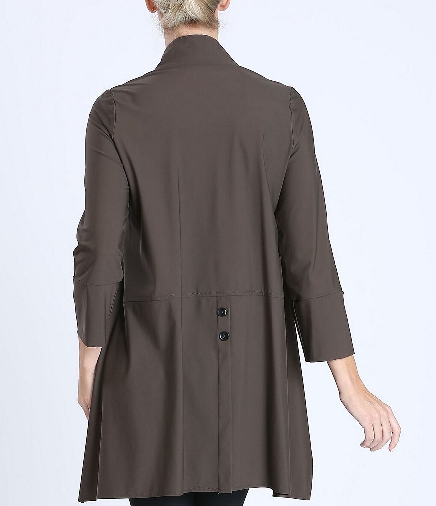 IC Collection Button Tab 3/4 Sleeve Stand Collar Hi-Low Jacket