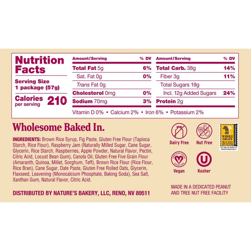 Nature's Bakery Gluten Free Raspberry Fig Bar - 6ct