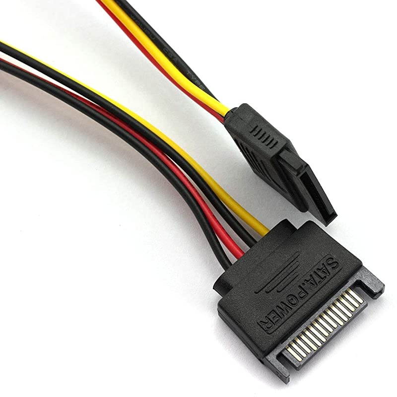 2pcs 15Pin SATA Male to Female Power Extension Cable 18AWG Serial ATA Hard Drive PCIe Power Converter Cables 8inch 20cm