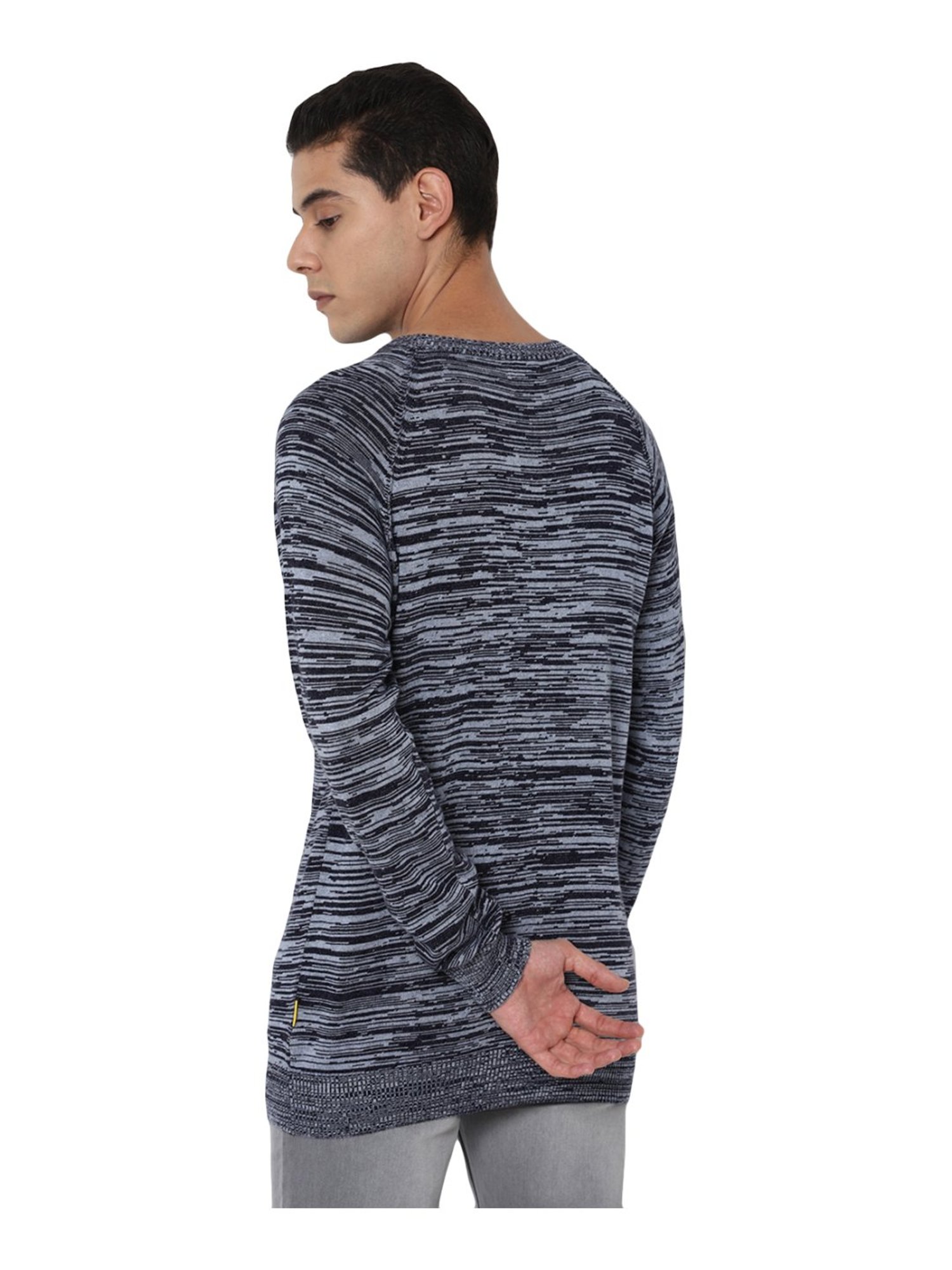 Forever 21 Blue Regular Fit Self Pattern Sweater