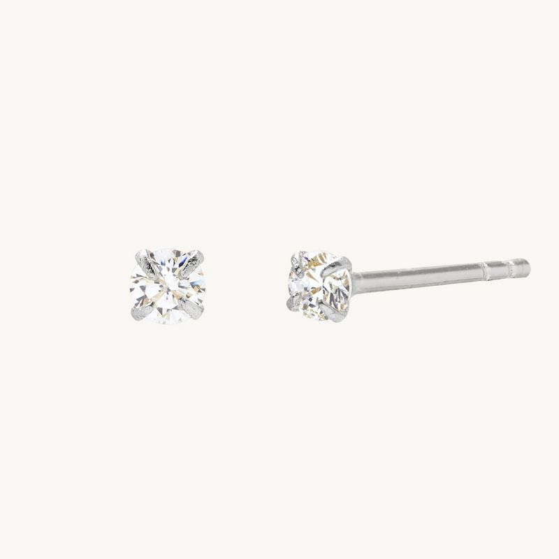 4mm CZ Stud Earrings - Sterling Silver