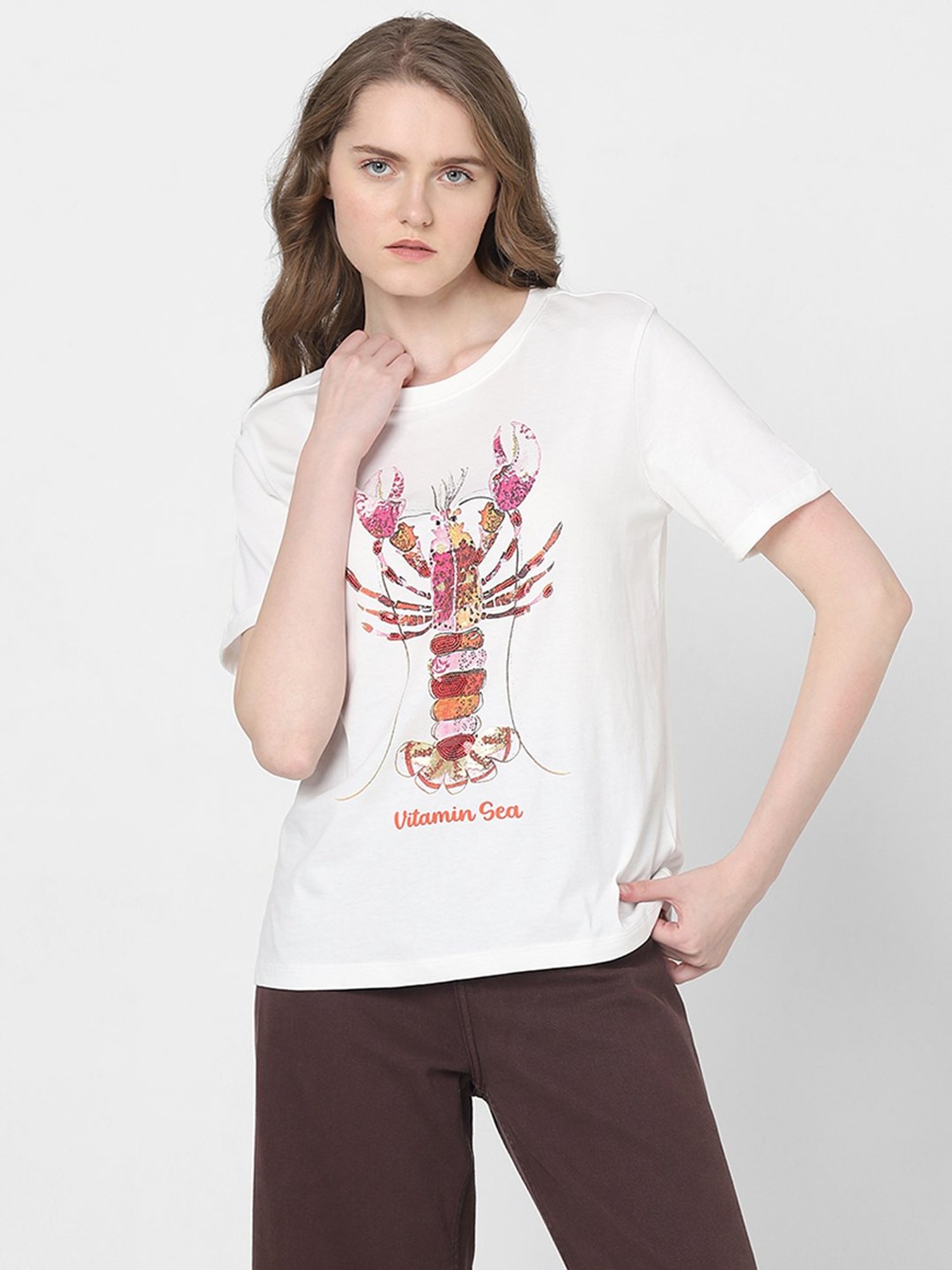 Vero Moda White Printed T-Shirt