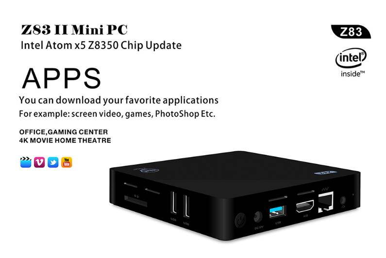 Zero Z83II Windows 10 2.4G+5.8G dual frequency Wifi mini office PC desktop host computer