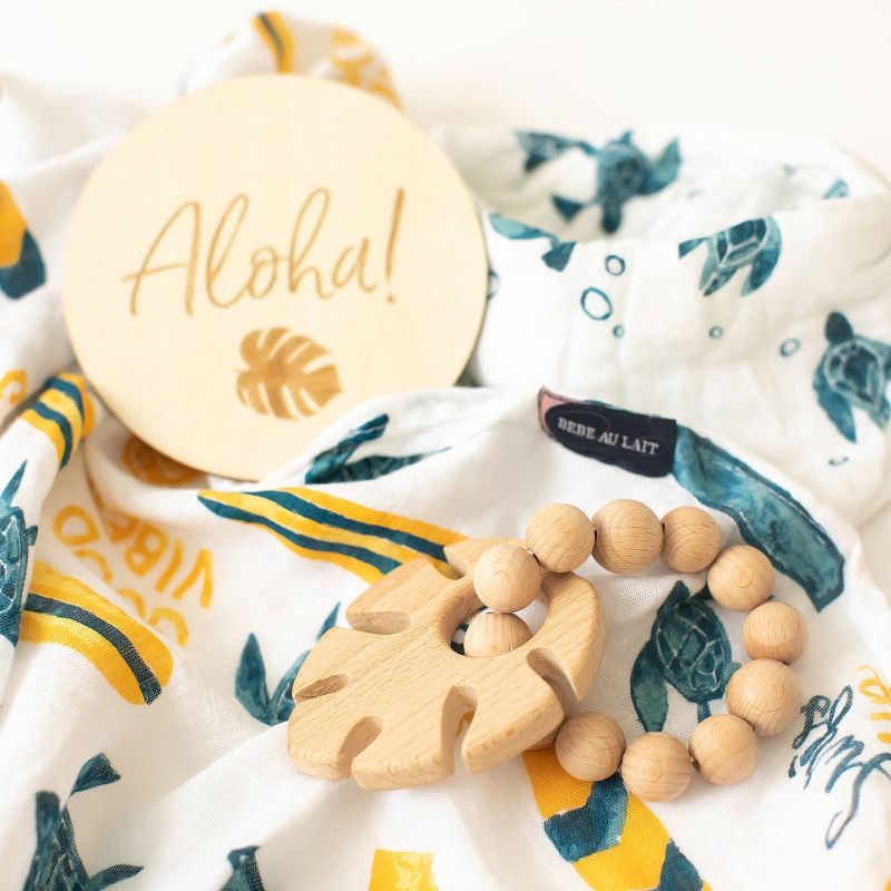 Bebe au Lait Wooden Teethers - Tropical Leaf