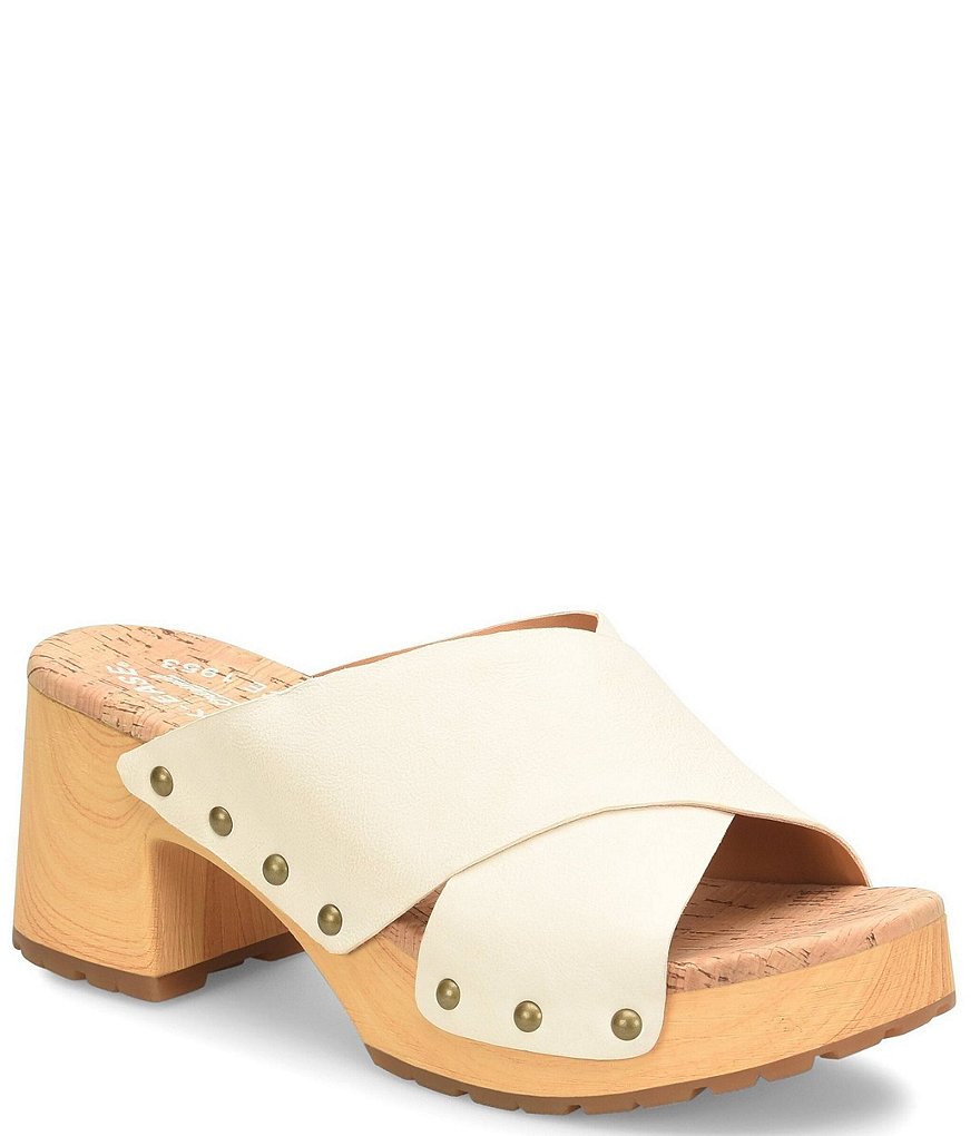Kork-Ease Tatum Leather Wood Heel Platform Slide Sandals