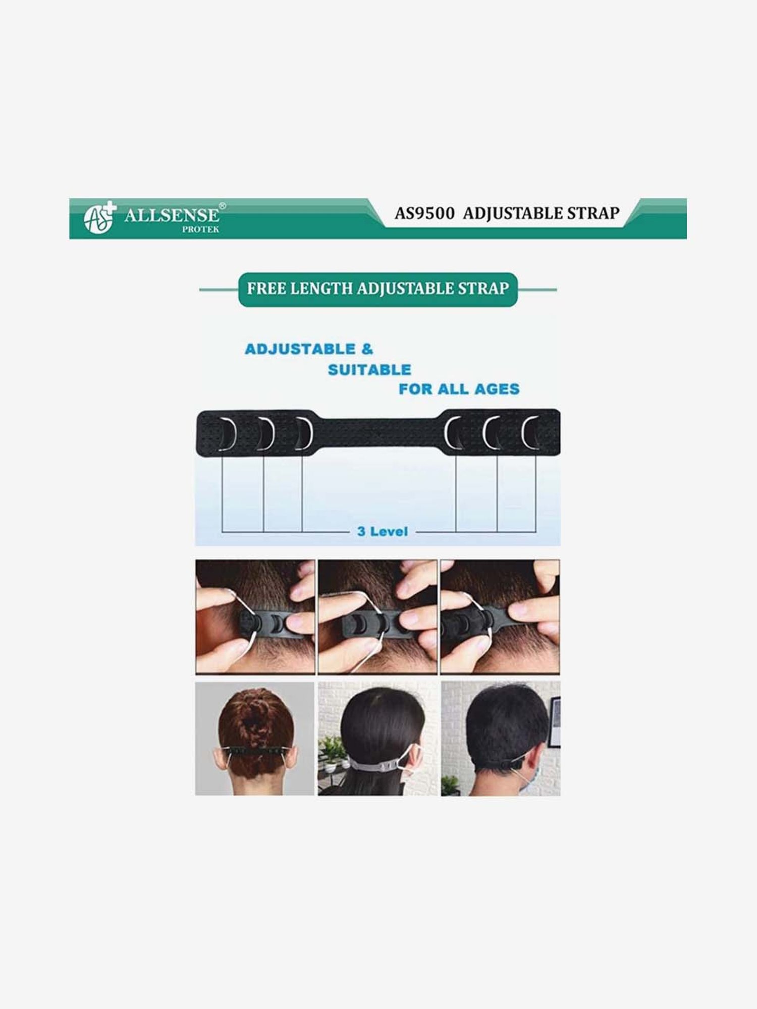 Allsense N95 FFP2 5 Layer Anti Pollution Face Mask with Ear Loop - Pack of 3 (White)