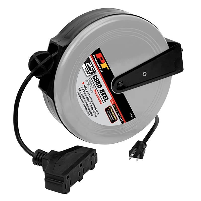 W2272 25 GrayBlack Retractable Cord Reel With Durable Steel Housing