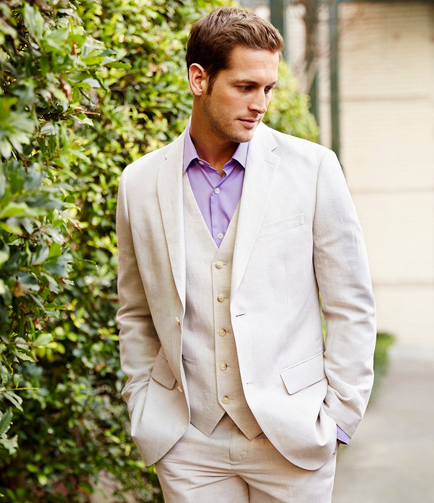 Perry Ellis Big & Tall Linen Herringbone Blazer