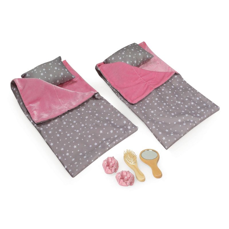 Pack Pretty Double Doll Carrier with 2 Sleeping Bags for 18" Dolls - Gray/Stars