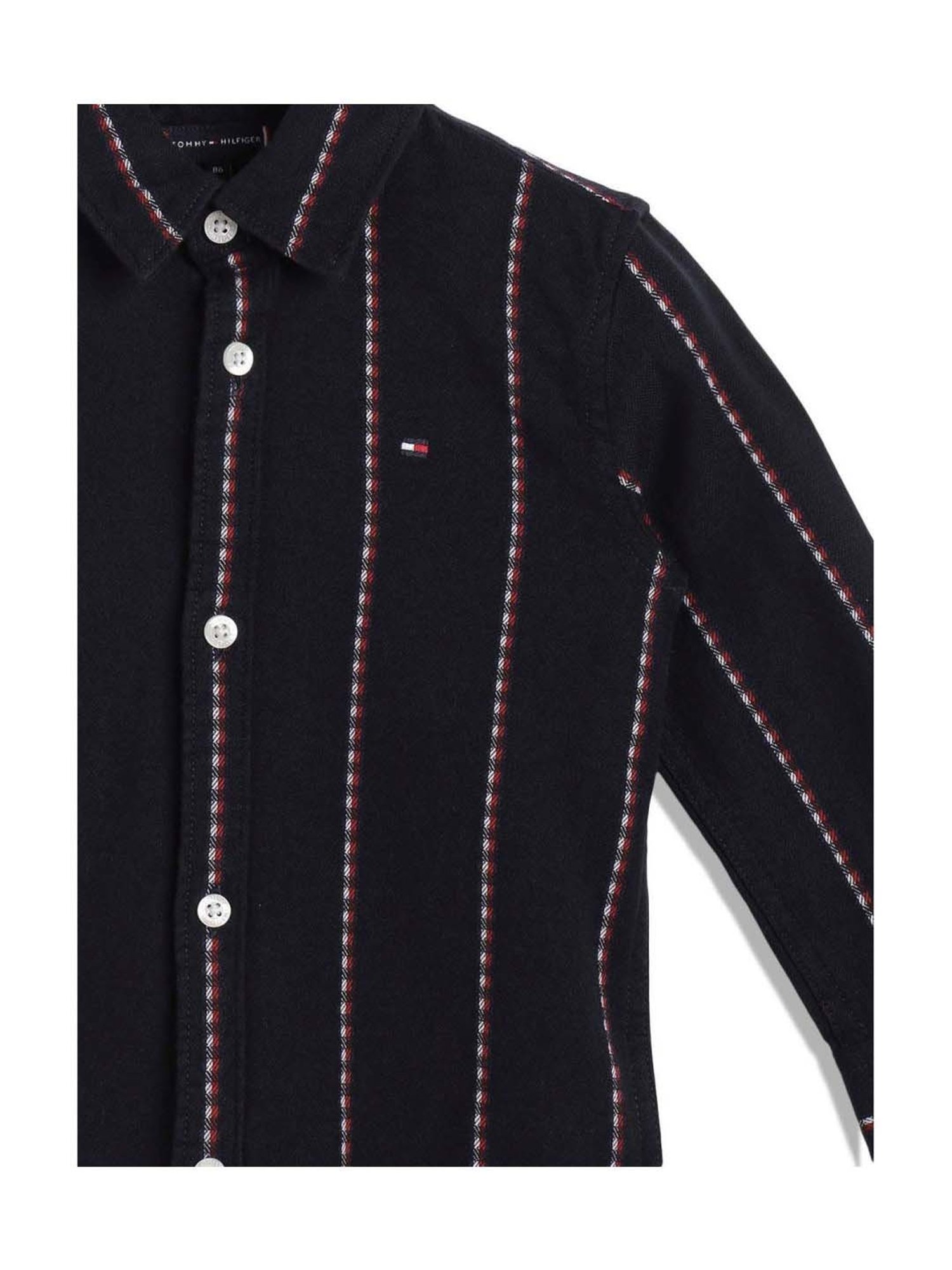 Tommy Hilfiger Kids Navy Striped Full Sleeves Shirt
