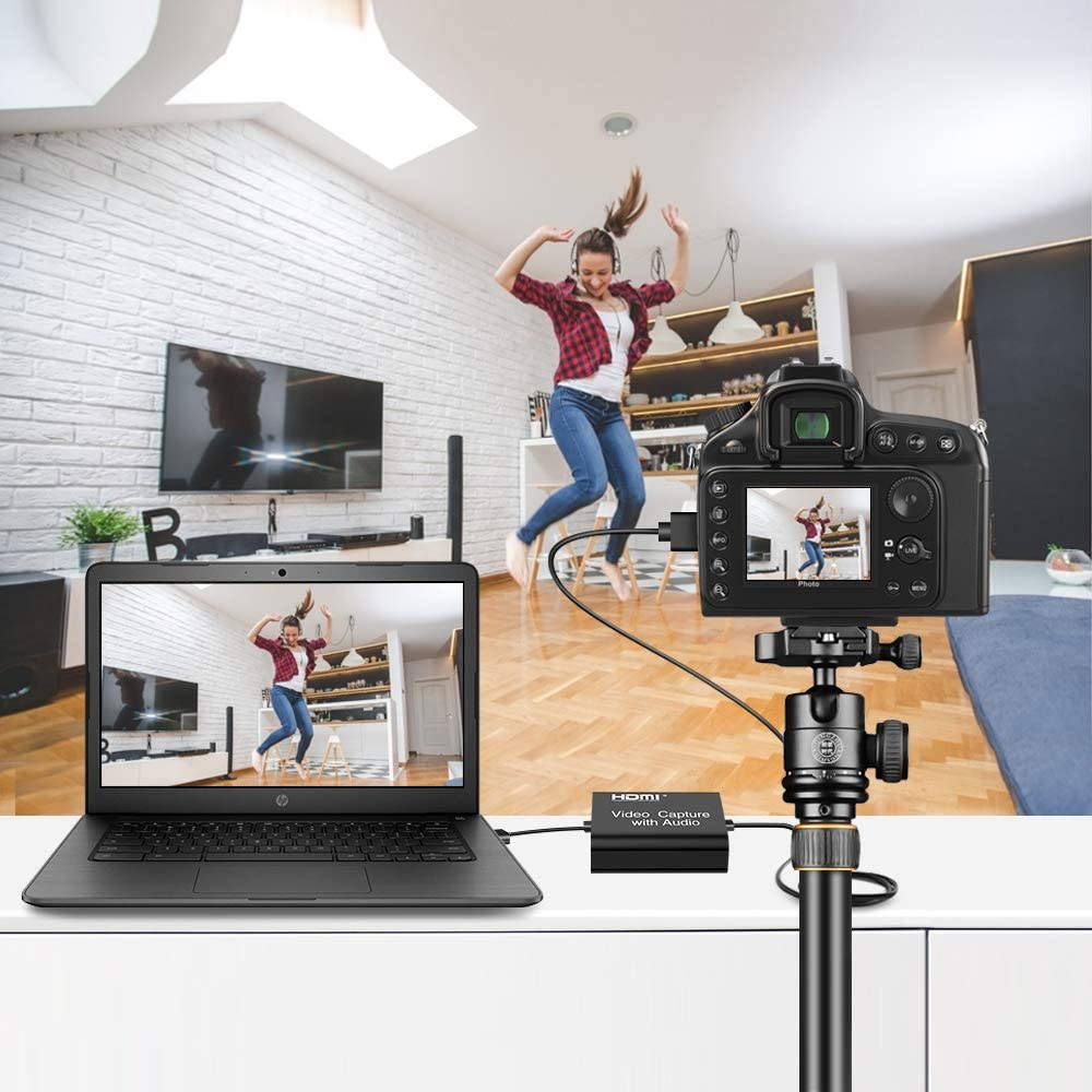 Audio Video HDMI Capture Card with Loop Out, 4K HD 1080P 60FPS USB 2.0 HDMI Capture Card for Live Streaming Video Recording for PS3/4, Xbox One & Xbox 360, Switch, DSLR, Camcorders