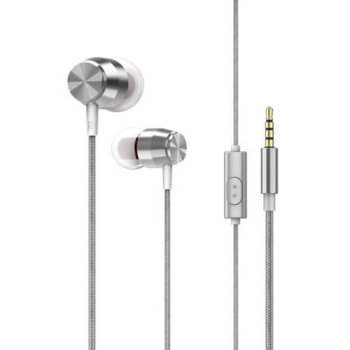 3.5mm Wired Headphone In-Ear Stereo Music Headset Smart Phone Earphone Metal Earpiece Hands-free with Microphone In-line Control