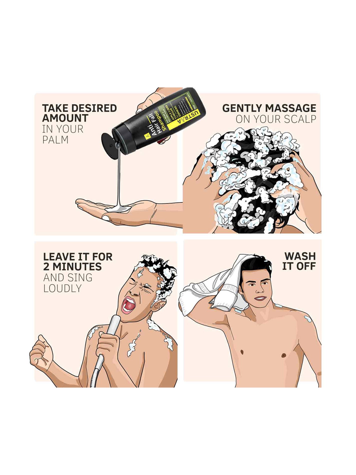 Ustraa Anti Hair Fall Shampoo with Apple Cider Vinegar - 250 ml