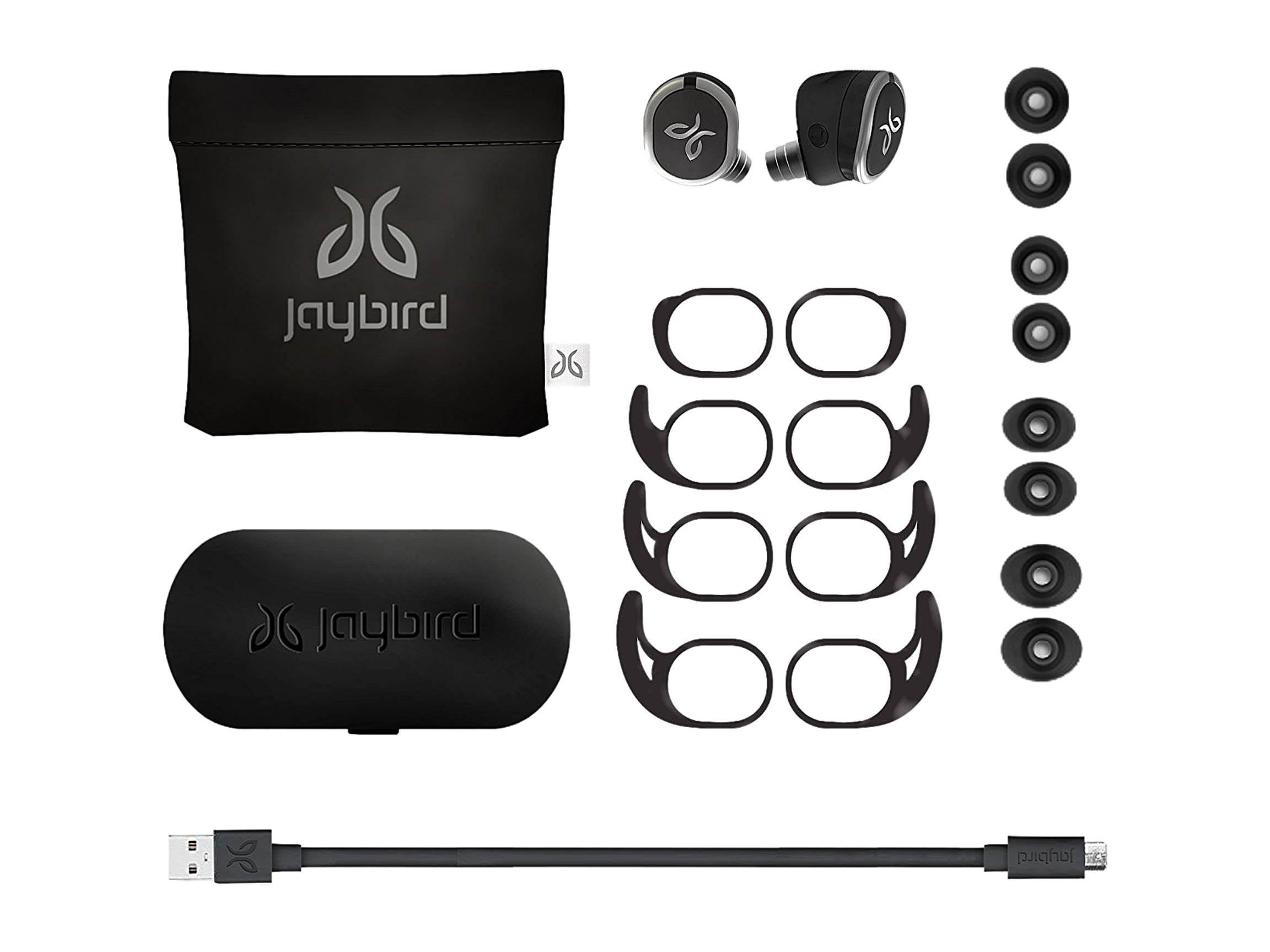 JayBird RUN In-Ear Wireless Bluetooth Headphones, Jet, 985-000688