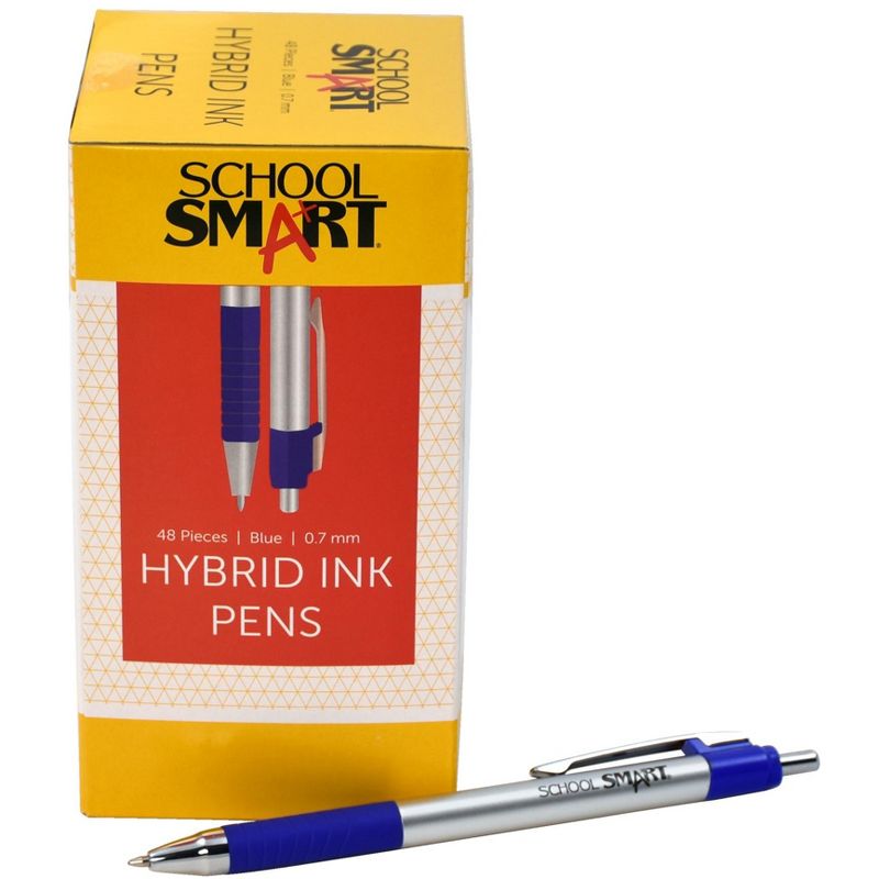 School Smart Retractable Hybrid Metal Pens, Blue, pk of 48