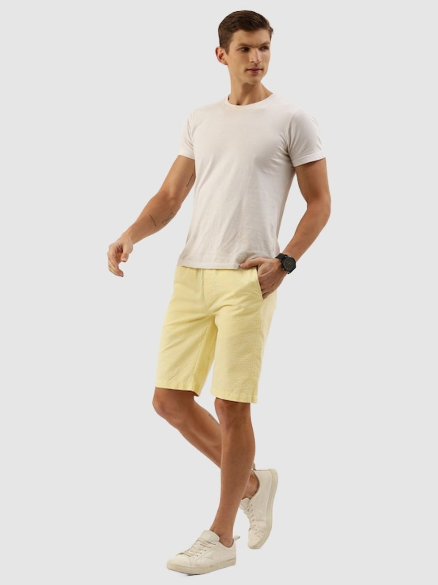 Bene Kleed Cream Regular Fit Shorts