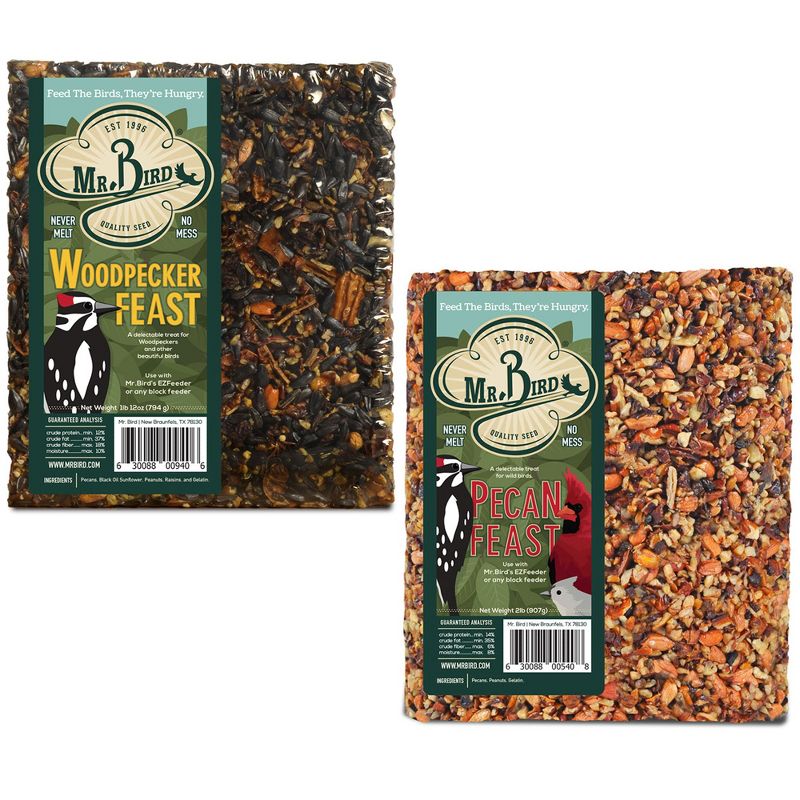 Home & Garden 7.38" Pecan  Woodpecker Feast Set/2 Bird Large Cakes Feeding Mr Bird  -  Bird And Wildlife Food