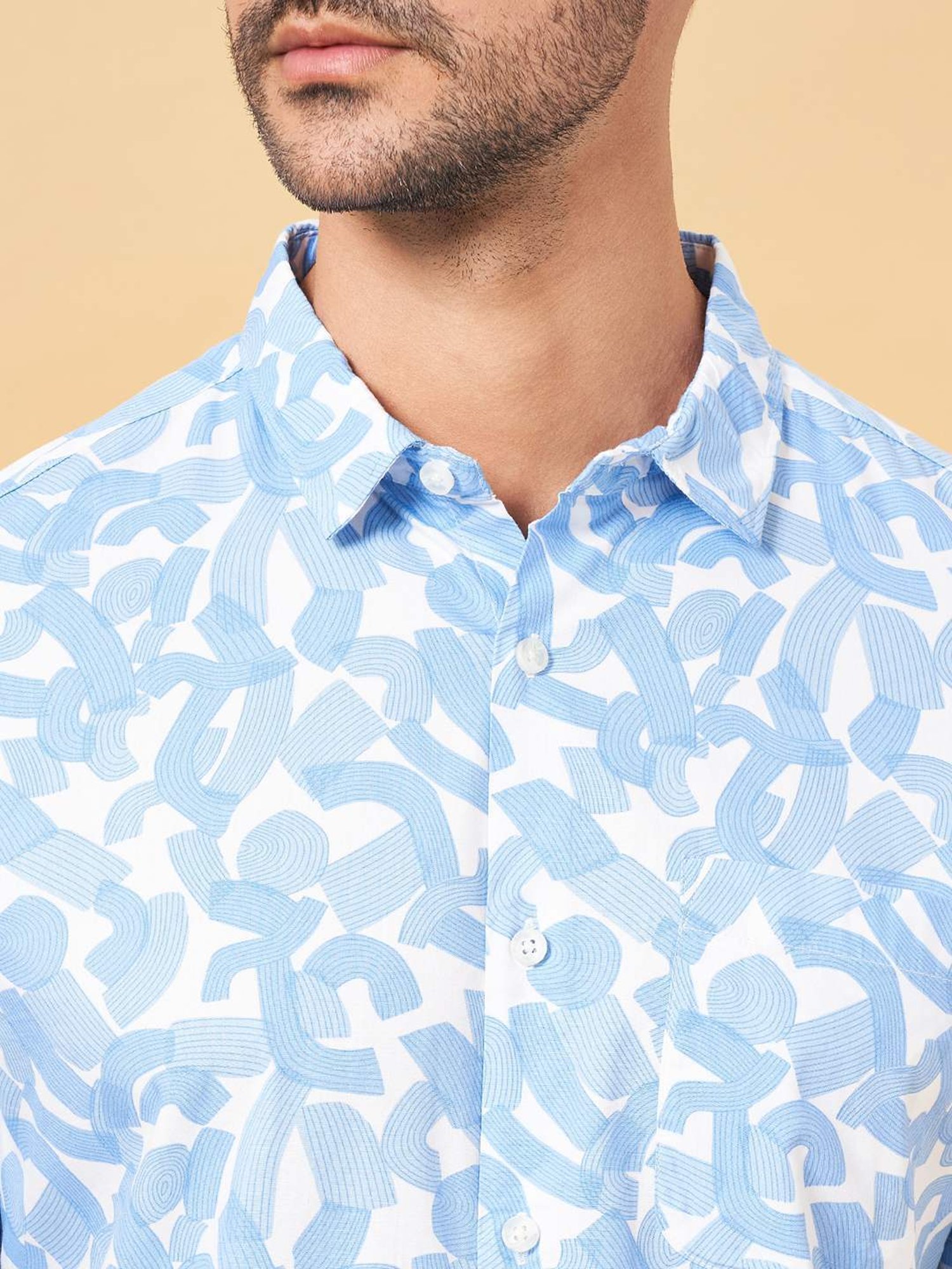 Spykar Blue Cotton Slim Fit Checks Shirt