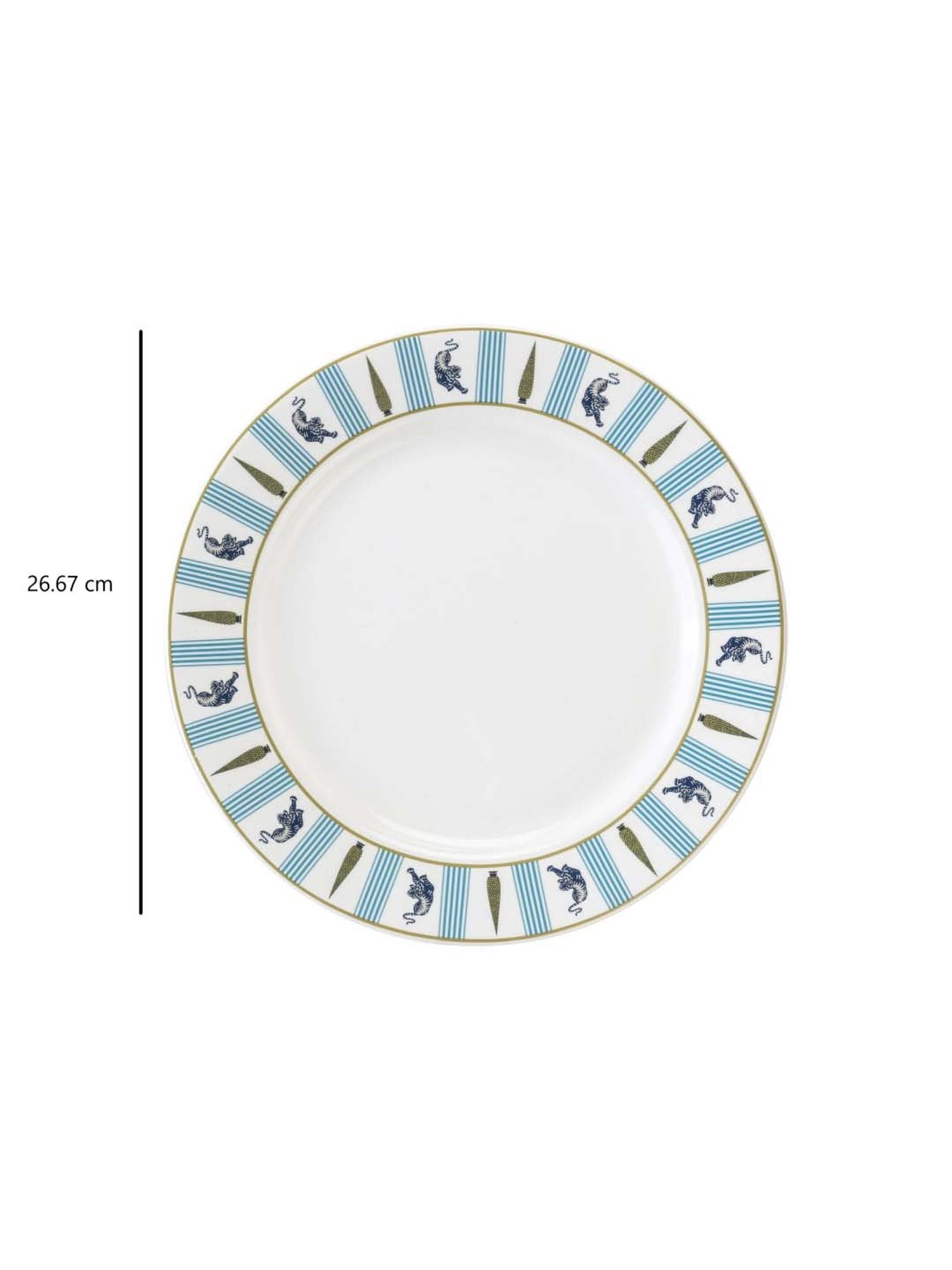 India Circus Multicolor Ceramic Dinner Plate - Set of 1