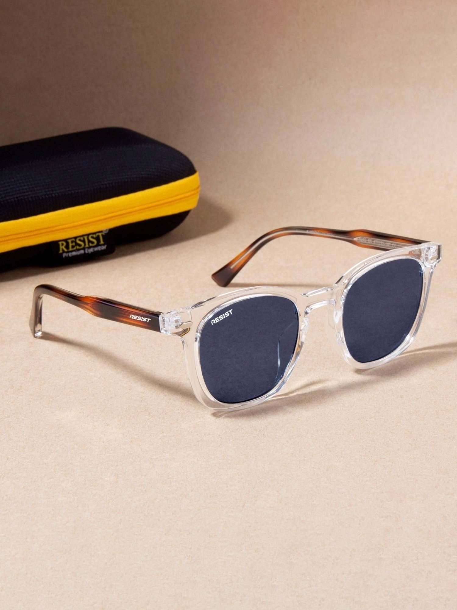 Resist Eyewear Black Wayfarer uv protected Unisex Sunglasses