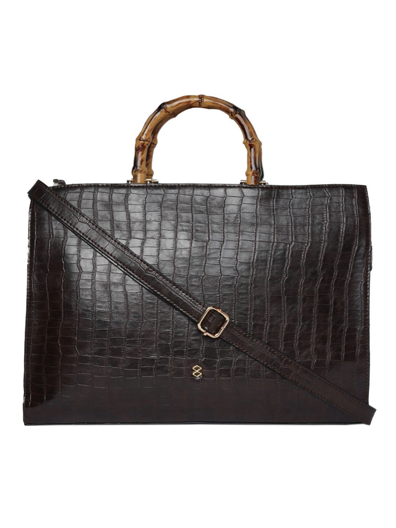 Horra Brown Textured Medium Handbag