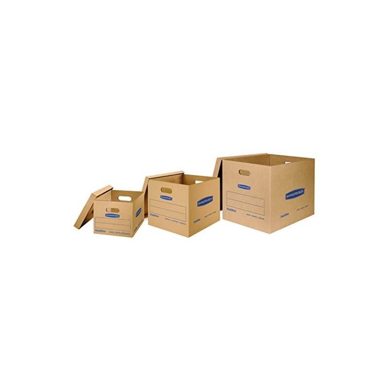 SmoothMove Classic Moving Kit Boxes, Tape-Free Assembly, Easy Carry Handles,)20 Small 5 Medium 5 Large, 30 Pack (7716501 , Brown