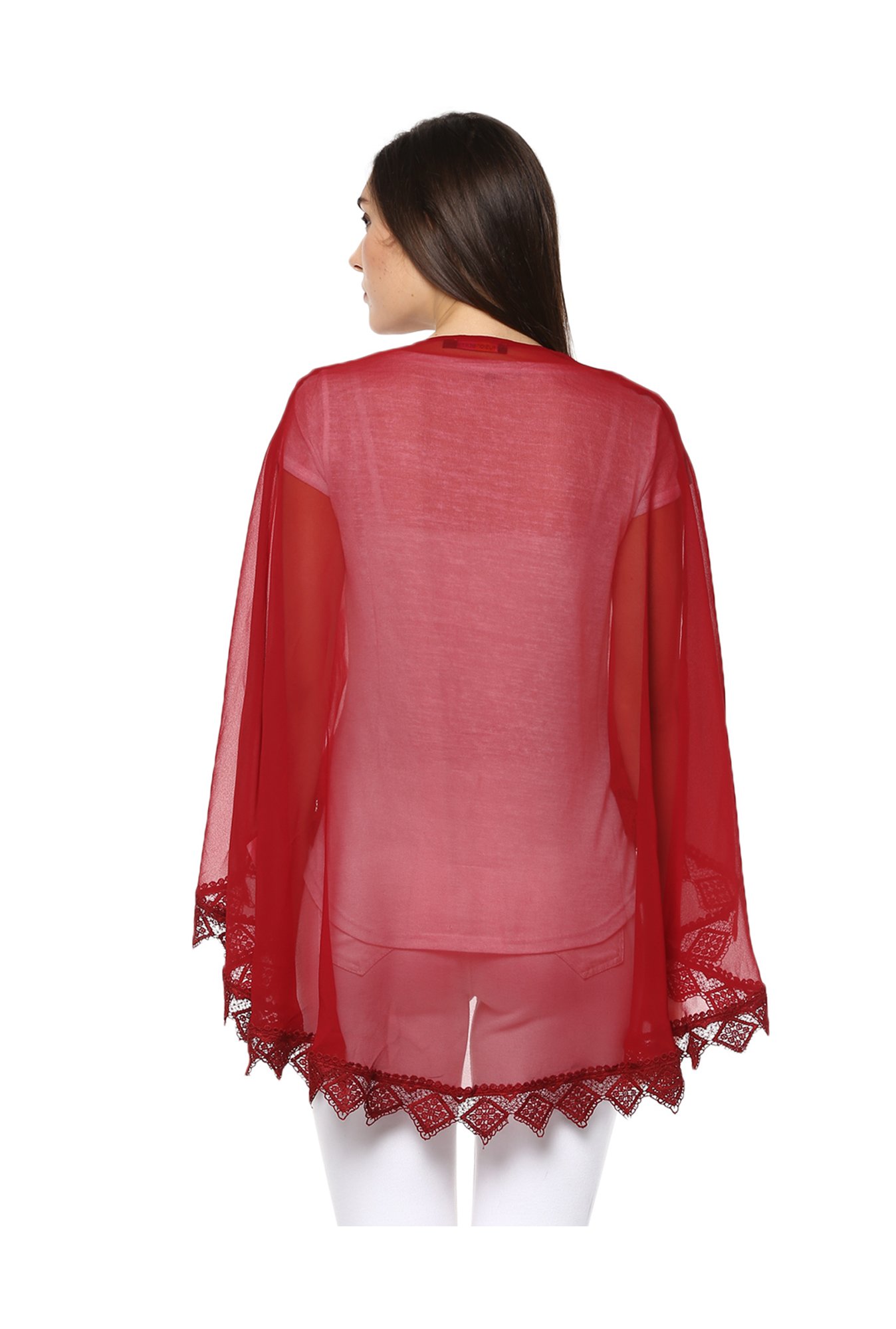 Fusion Beats Maroon Polyester Shrug