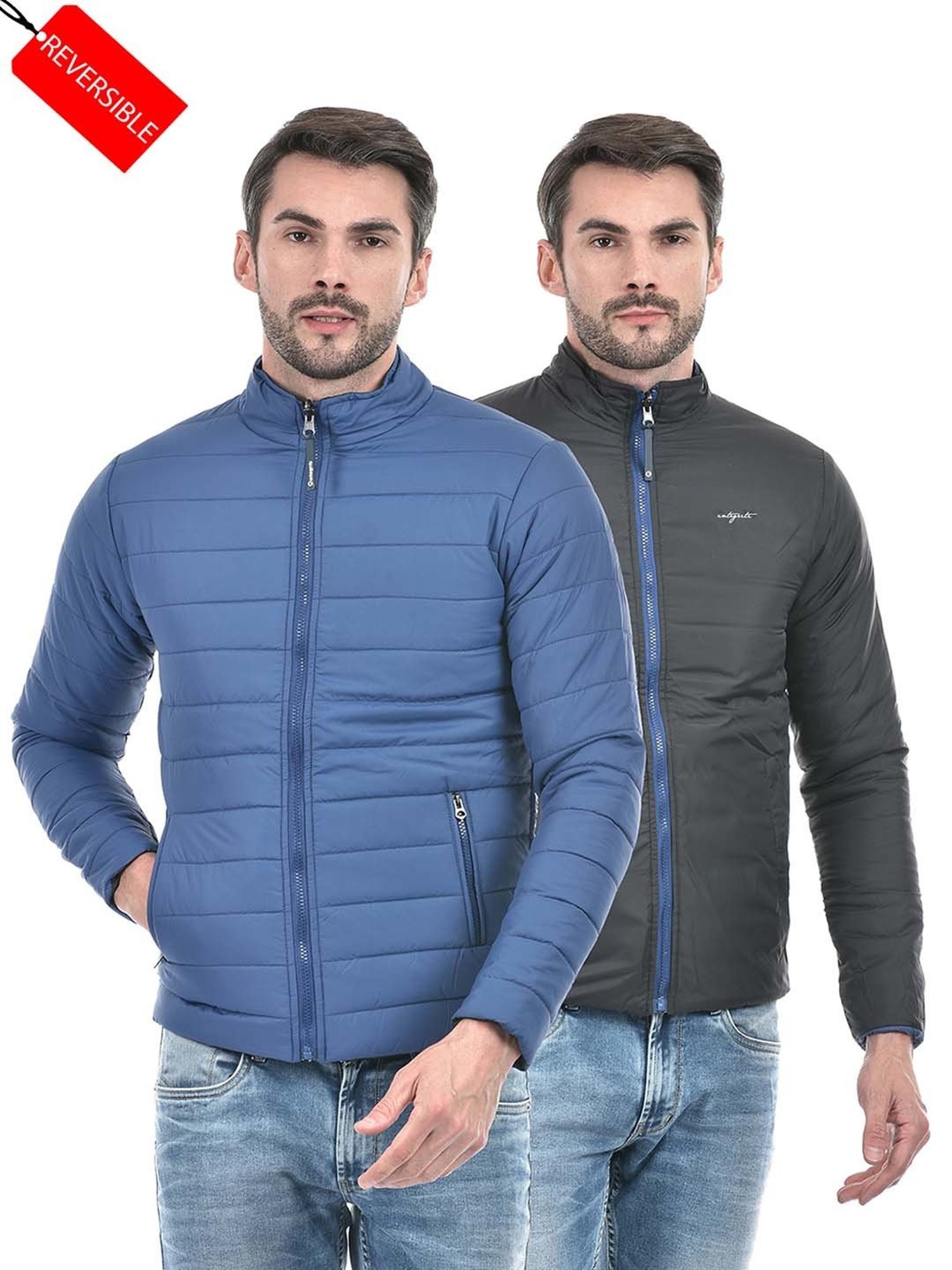 Integriti Blue & Black Regular Fit Reversible Jacket