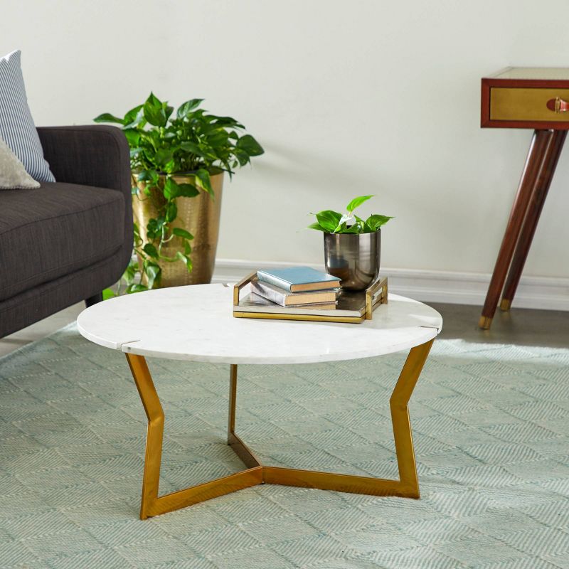 Contemporary Marble and Stainless Steel Coffee Table White - Venus Williams Collection