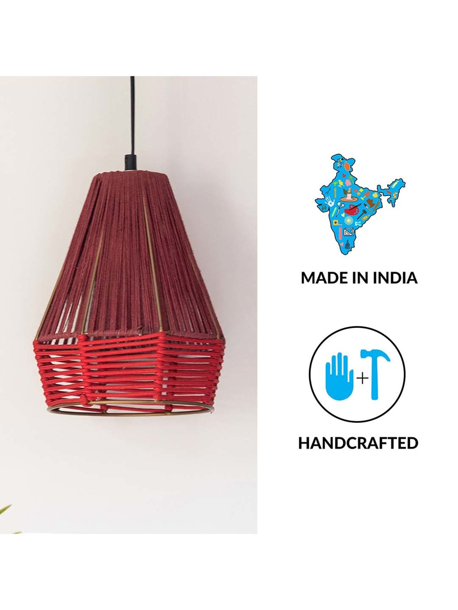 ExclusiveLane Marvels Beige Jute Handwoven Hanging Pendant Lamp