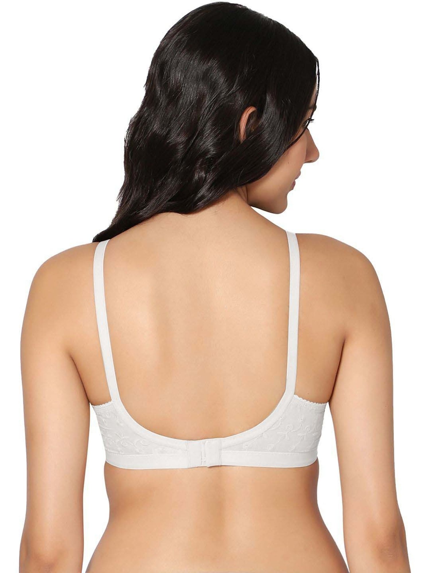 IN CARE White Cotton Embroidered T-Shirt Bra